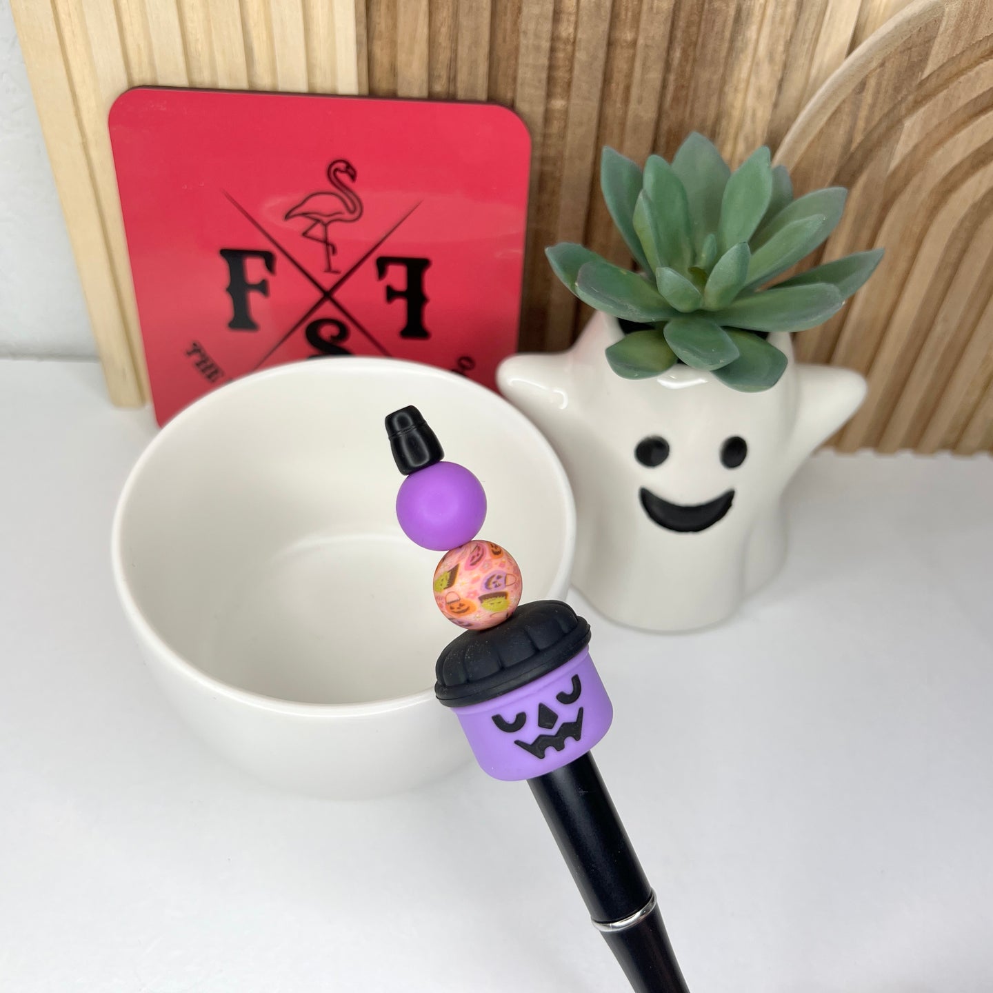 Purple Happy Bucket Plastic Pen